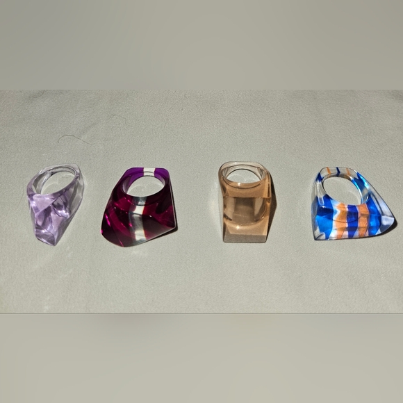 Jewelry - Set of Four Geometric Acrylic Rings